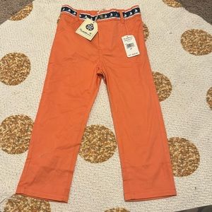Beetle & Thread Coral orange navy twill preppy nautical pants elastic waist
